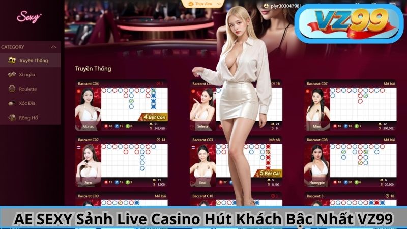 AE SEXY Sảnh Live Casino Hút Khách Bậc Nhất VZ99
